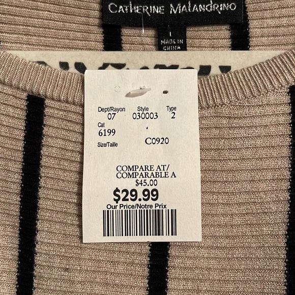 Beige and Black Striped Sweater - super soft - Picture 4 of 6
